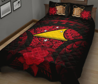 Tokelau Polynesian Quilt Bed Set Hibiscus Red