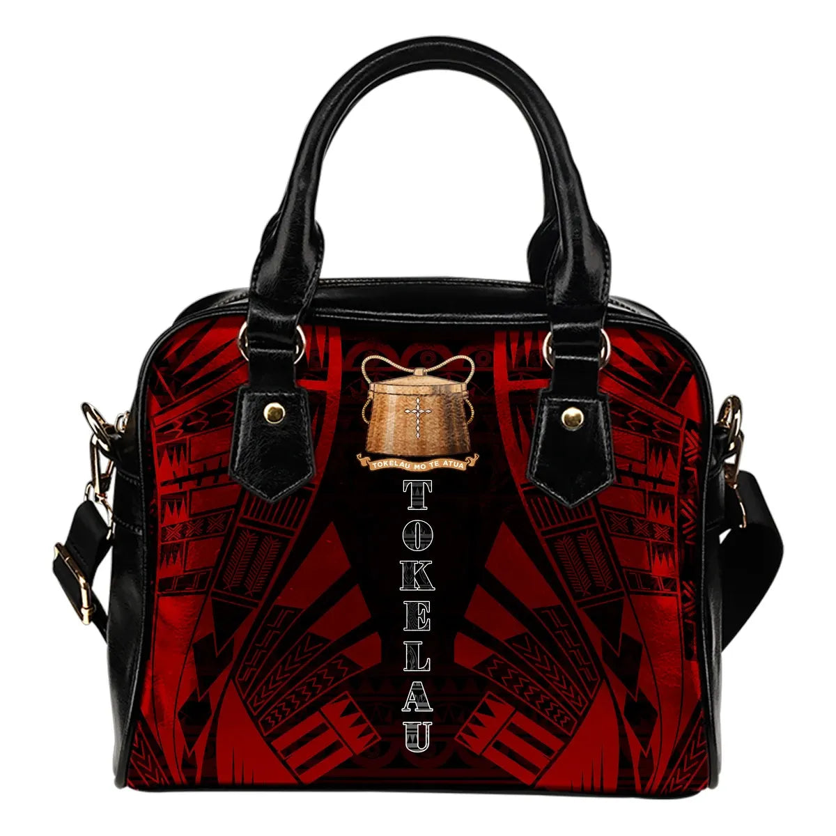 Tokelau Shoulder Handbag - Polynesian Tattoo Red