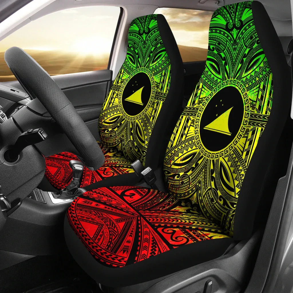 Tokelau Car Seat Cover - Tokelau Coat Of Arms Polynesian Reggae Style