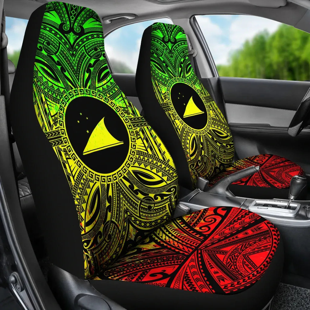 Tokelau Car Seat Cover - Tokelau Coat Of Arms Polynesian Reggae Style
