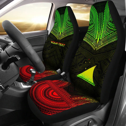 Tokelau Custom Personalised Car Seat Cover - Tokelau Flag Polynesian Chief Tattoo Reggae Version