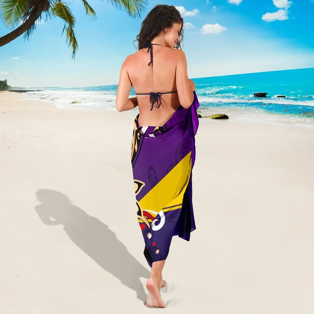 Tokelau Sarong - Tribal Flower With Special Turtles Purple Color