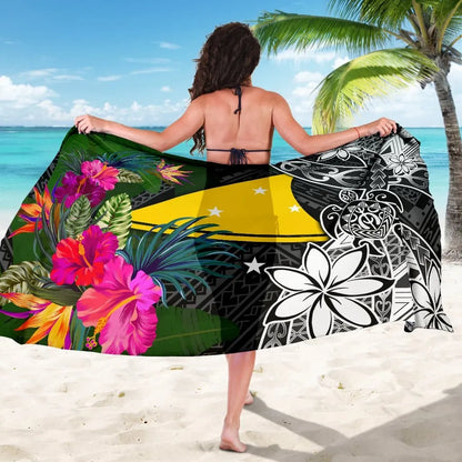 Tokelau Sarong - Turtle Plumeria Banana Leaf