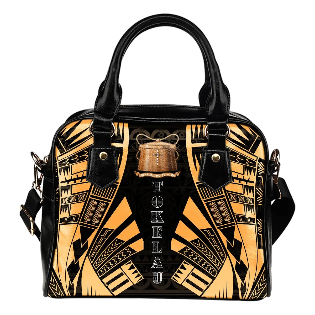 Tokelau Shoulder Handbag - Polynesian Tattoo Gold