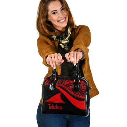 Tokelau Shoulder Handbag - Red Polynesian Tentacle Tribal Pattern