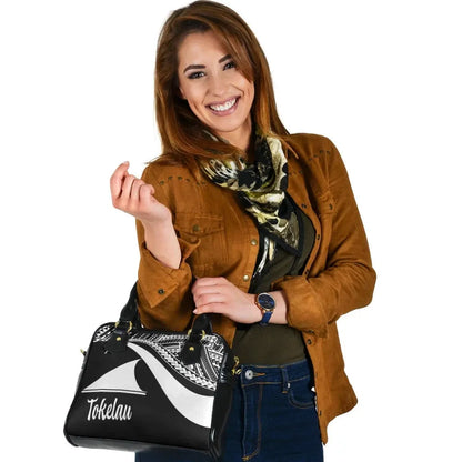 Tokelau Shoulder Handbag - White Polynesian Tentacle Tribal Pattern