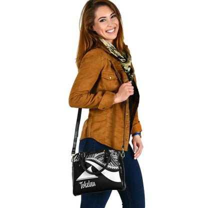 Tokelau Shoulder Handbag - White Polynesian Tentacle Tribal Pattern