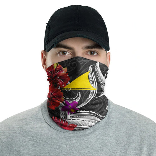 Tokelau Neck Gaiter Tropical Flower with Polynesian Pattern
