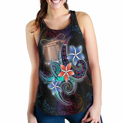 Tokelau Women Racerback Tank - Plumeria Flowers Style