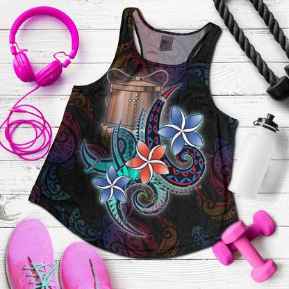 Tokelau Women Racerback Tank - Plumeria Flowers Style