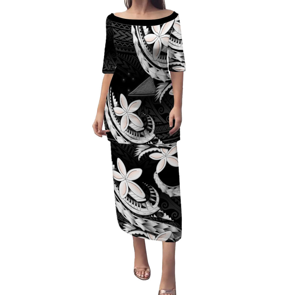 Tokelau Combo Puletasi And Shirt Polynesian Patterns Plumeria Flowers Special Style