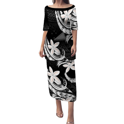 Tokelau Combo Puletasi And Shirt Polynesian Patterns Plumeria Flowers Special Style