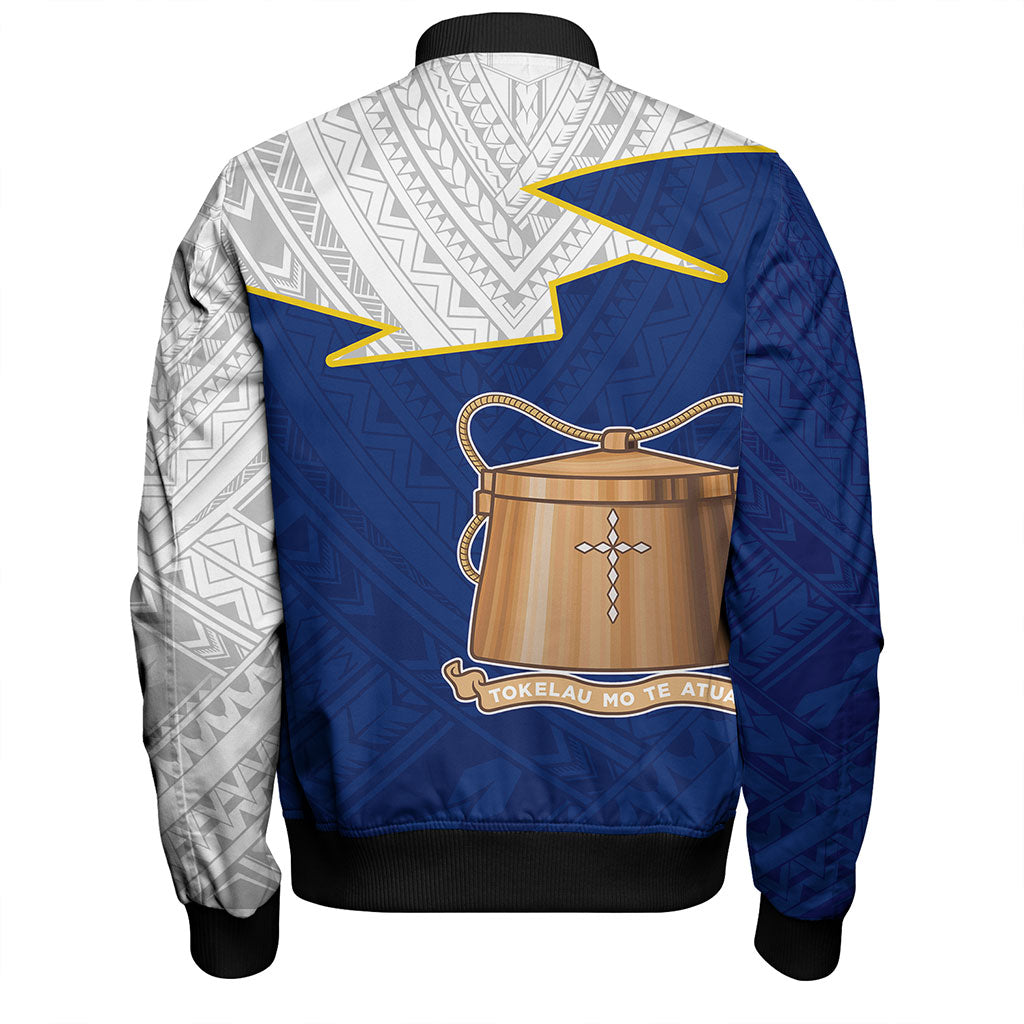 Tokelau Bomber Jacket Polynesian Tattoo Flag And Coat Of Arms