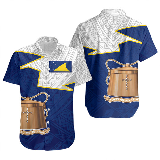 Tokelau Short Sleeve Shirt Polynesian Tattoo Flag And Coat Of Arms