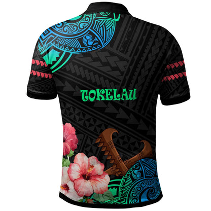 Tokelau Polo Shirt - Polynesian Pride with Hibicus Flower Tribal Pattern
