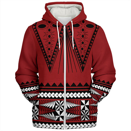Tonga Sherpa Hoodie Polynesia Island Ngatu Pattern Style