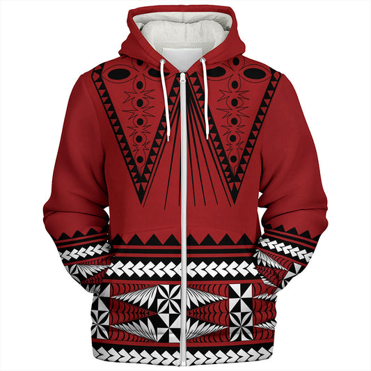 Tonga Sherpa Hoodie Polynesia Island Ngatu Pattern Style