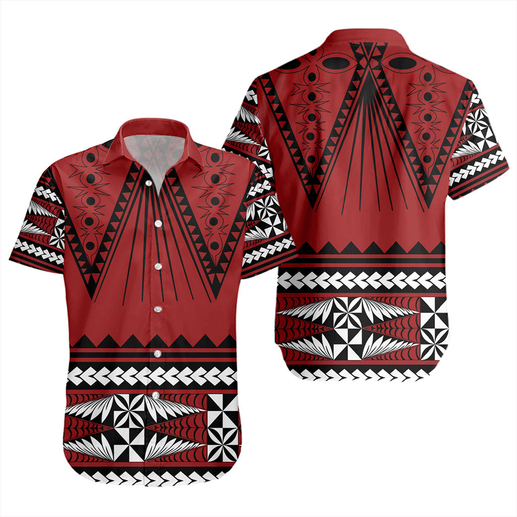Tonga Short Sleeve Shirt Polynesia Island Ngatu Pattern Style