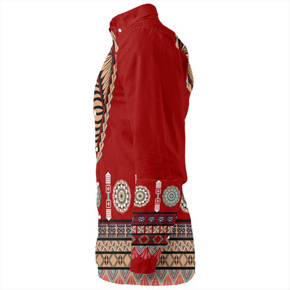 Tonga Long Sleeve Shirt Ngatu Design Fabric