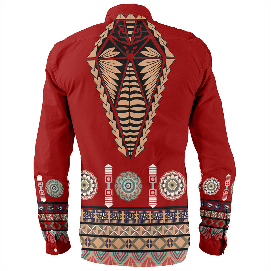 Tonga Long Sleeve Shirt Ngatu Design Fabric