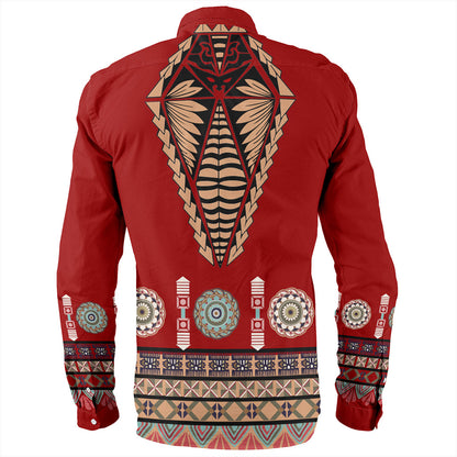Tonga Long Sleeve Shirt Ngatu Design Fabric