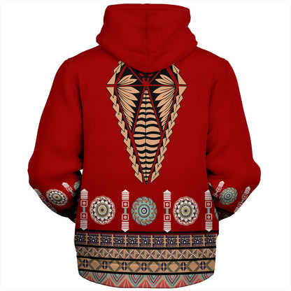 Tonga Sherpa Hoodie Ngatu Design Fabric