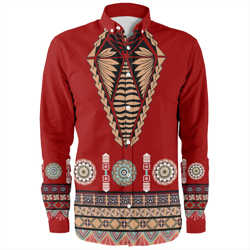 Tonga Long Sleeve Shirt Ngatu Design Fabric