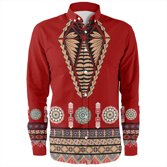 Tonga Long Sleeve Shirt Ngatu Design Fabric