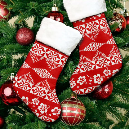 Tonga Christmas Stocking Ngatu Design Pattern Hibiscus
