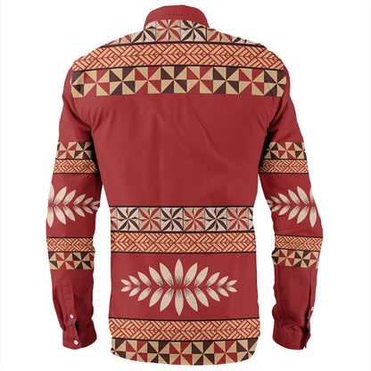 Tonga Long Sleeve Shirt Ngatu Design Pattern