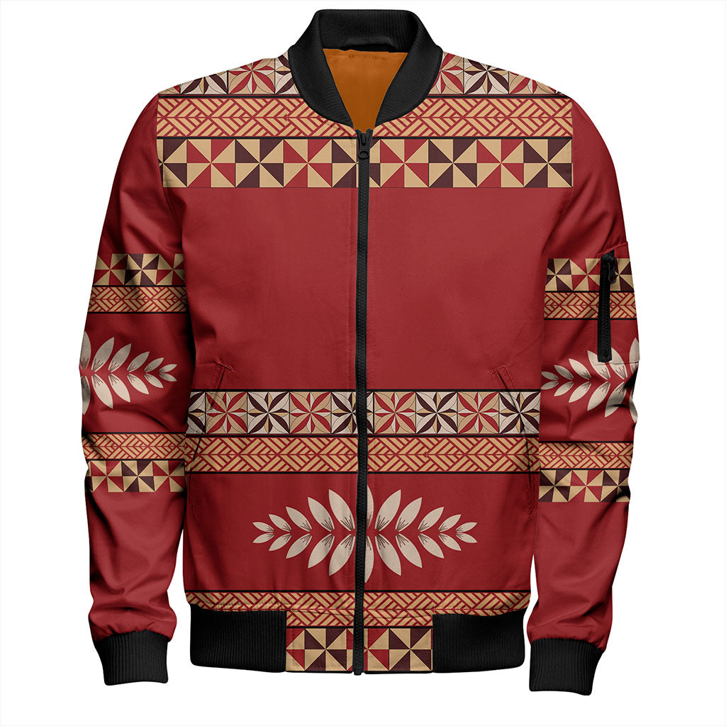 Tonga Bomber Jacket Ngatu Design Pattern