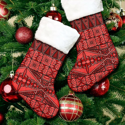 Tonga Christmas Stocking Ngatu Fabric Red