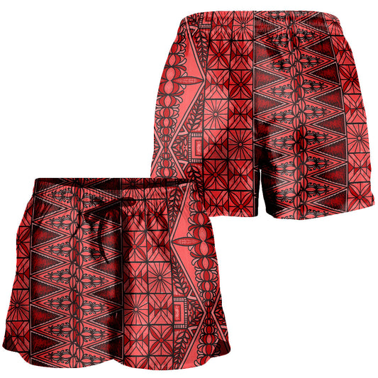 Tonga Women Shorts Ngatu Fabric Red