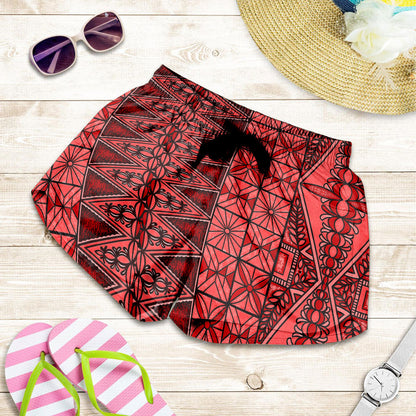 Tonga Women Shorts Ngatu Fabric Red