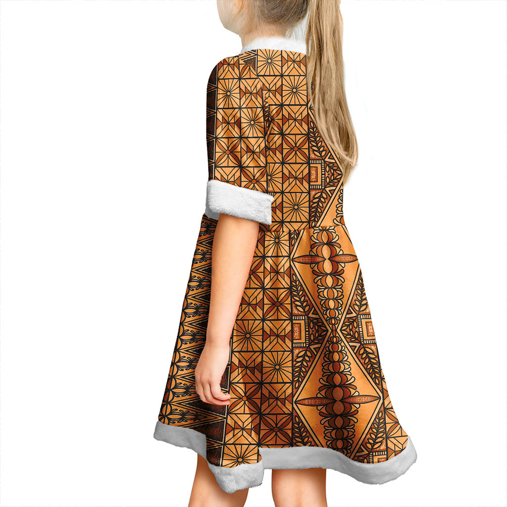 Tonga Women and Kid Christmas Dress Ngatu Fabric Vintage