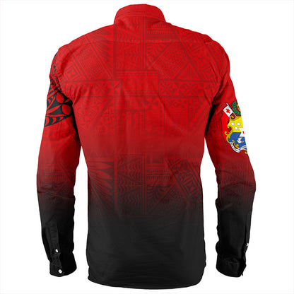 Tonga Long Sleeve Shirt Tattoo Ngatu Coat Of Arms Tribal