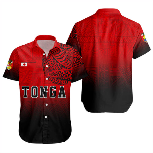 Tonga Short Sleeve Shirt Tattoo Ngatu Coat Of Arms Tribal