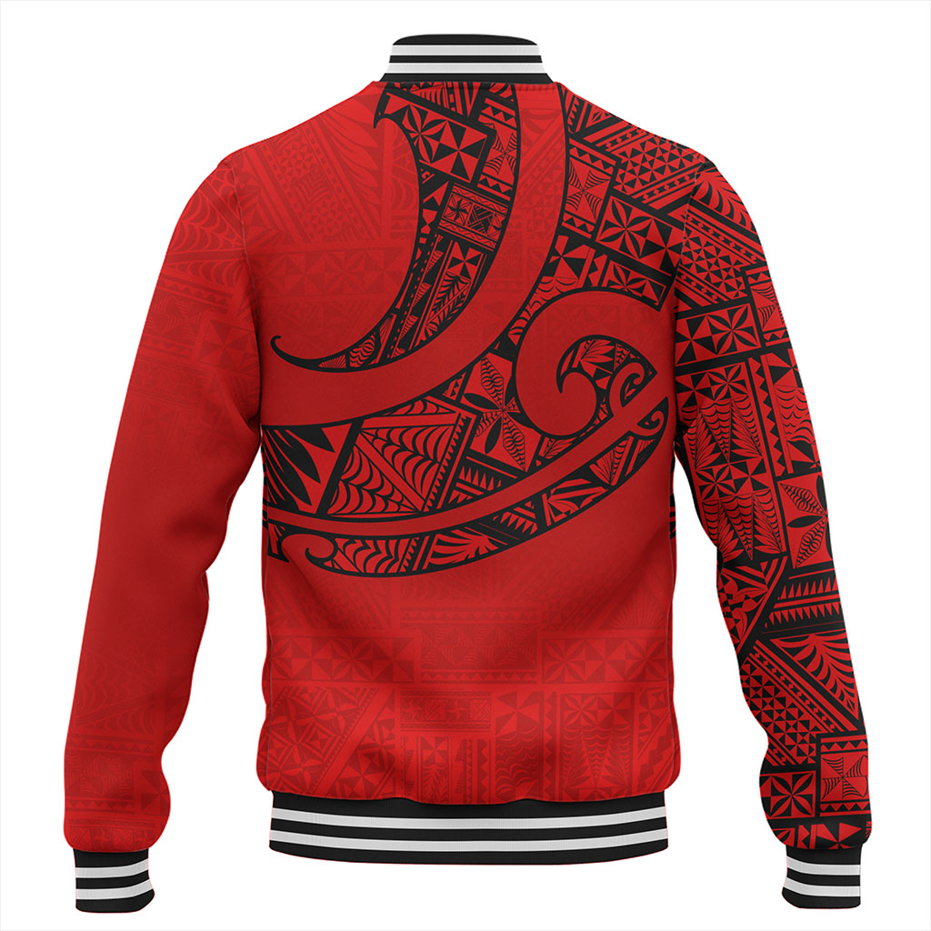 Tonga Baseball Jacket Custom Ngatu Tribal Tattoo Style