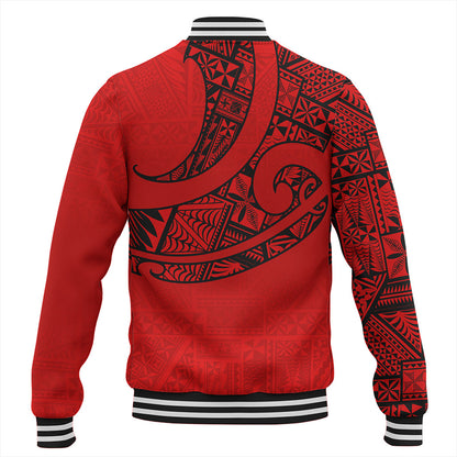 Tonga Baseball Jacket Custom Ngatu Tribal Tattoo Style