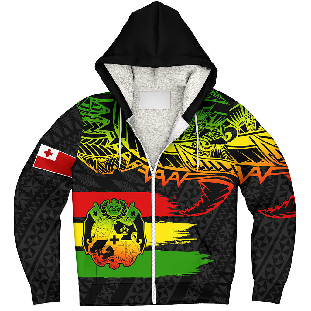 Tonga Sherpa Hoodie Tribal Polynesian Grunge Reggae