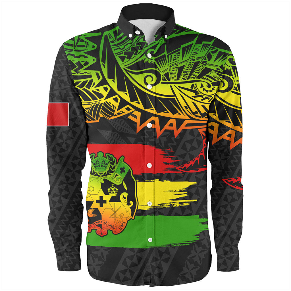 Tonga Long Sleeve Shirt Tribal Polynesian Grunge Reggae