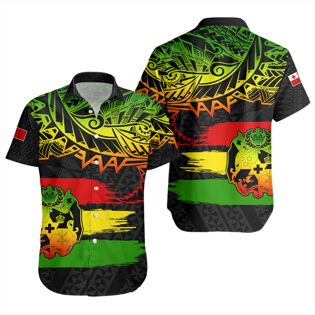 Tonga Short Sleeve Shirt Tribal Polynesian Grunge Reggae