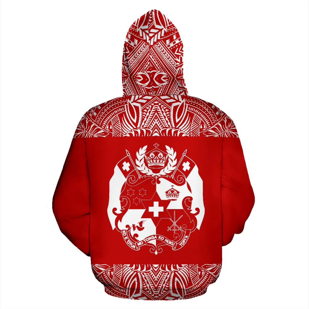 Tonga All Over Hoodie - Polynesian Red And White