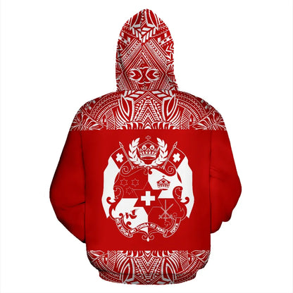 Tonga All Over Hoodie - Polynesian Red And White