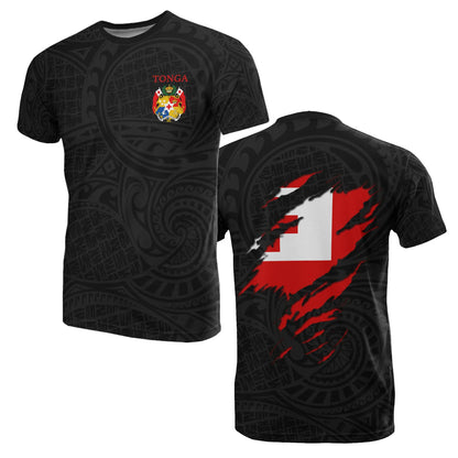 Tonga All Over Print T-Shirt - Tonga Flag Coat Of Arms