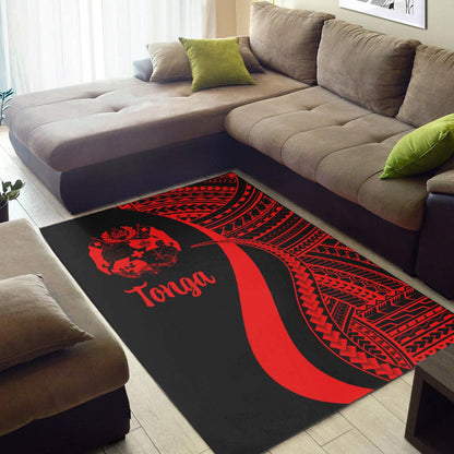 Tonga Area Rug - Red Polynesian Tentacle Tribal Pattern