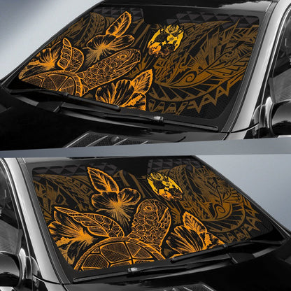 Tonga Auto Sun Shades Turtle Hibiscus Gold