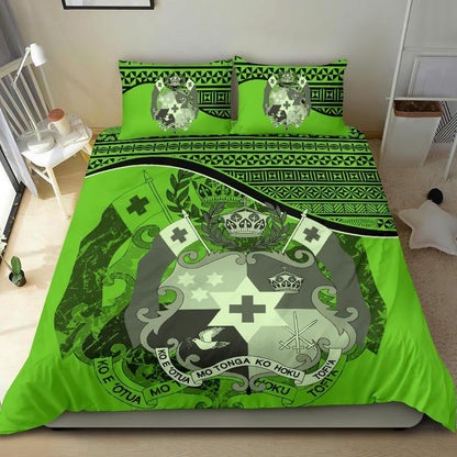 Tuvalu Duvet Cover Set - Coat Of Arms & Flag Green