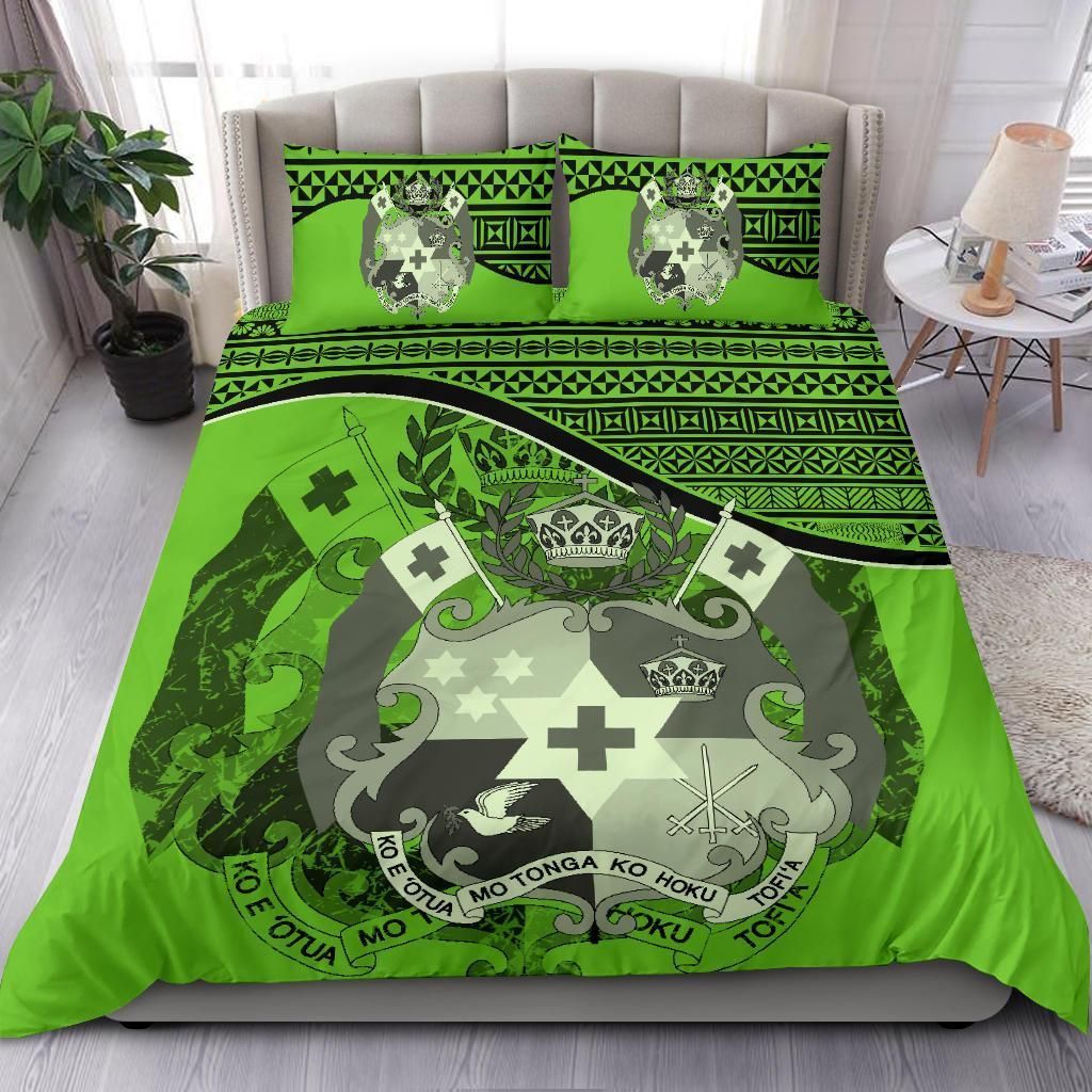 Tuvalu Duvet Cover Set - Coat Of Arms & Flag Green
