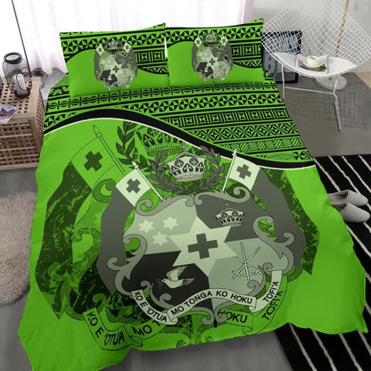 Tuvalu Duvet Cover Set - Coat Of Arms & Flag Green
